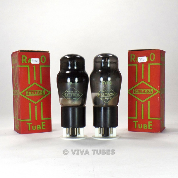 True NOS NIB Matched Pair Brimar England 6V6G Black Plate Rattle Vacuum Tubes