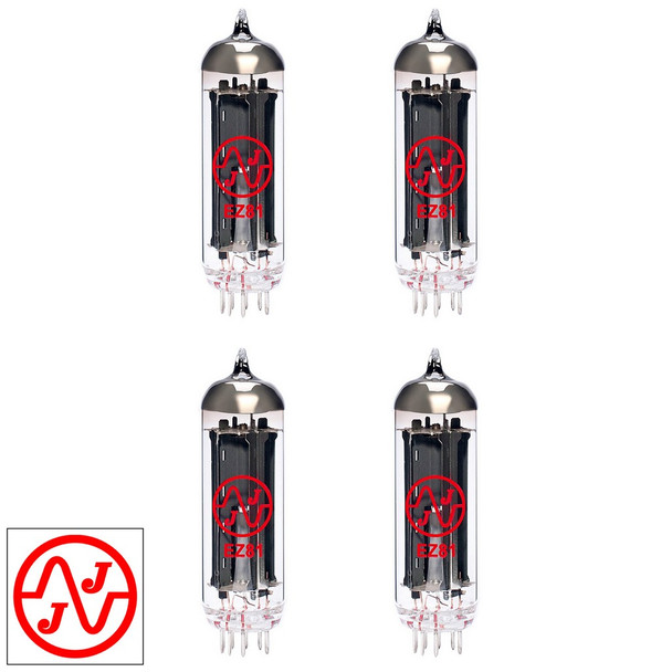 JJ Electronic Matched Quad (4) EZ81 / 6CA4 / 6CA4A Rectifier Vacuum Tubes New