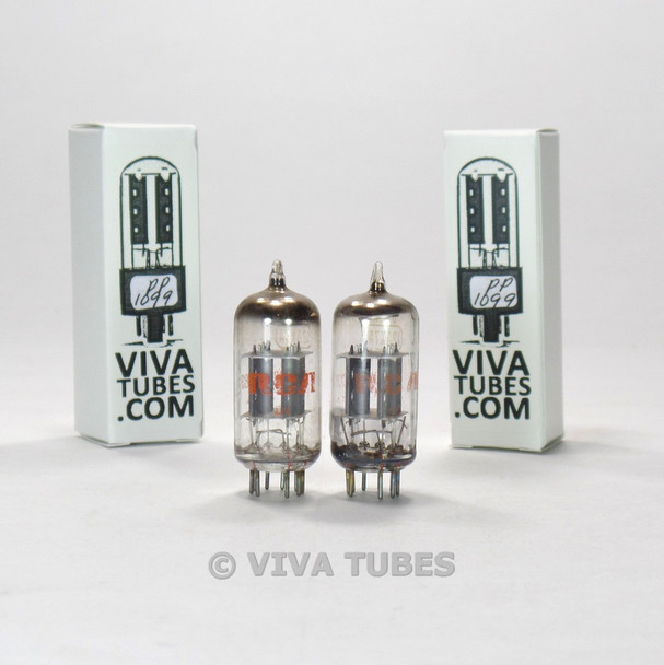 TESTS BAD / LOW Matched Pair RCA 12AX7A/ECC83 Grey Short Plate Vacuum Tubes 65%