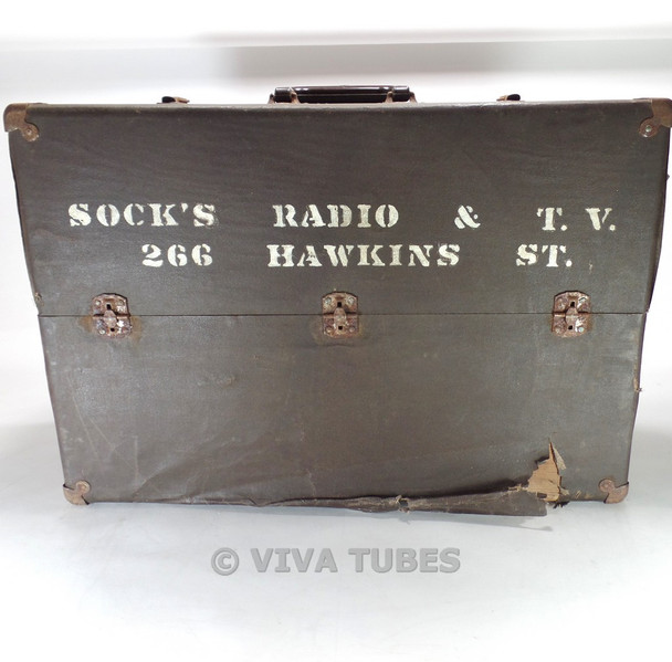 Large, Dark Brown/Black Vintage Radio TV Vacuum Tube Valve Caddy Carrying Case