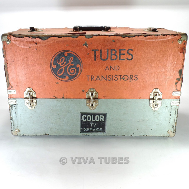 Large Orange & Grey, GE Vintage Radio TV Vacuum Tube Valve Caddy Carrying Case