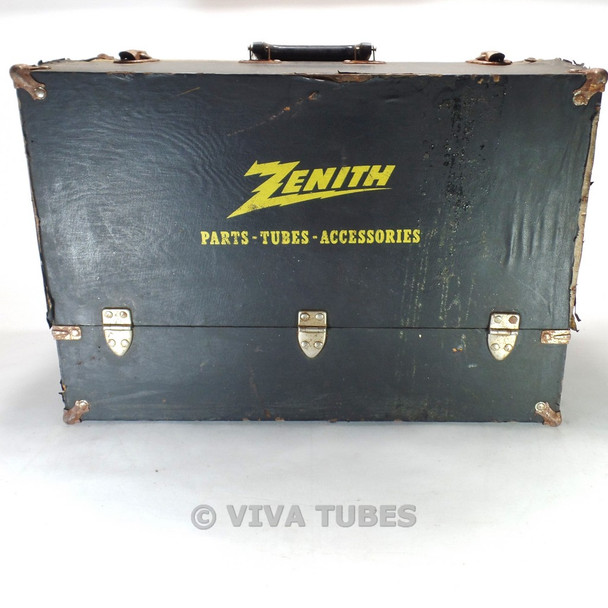 Large Black & Yellow, Zenith, Vintage Radio TV Vacuum Tube Caddy Carrying Case