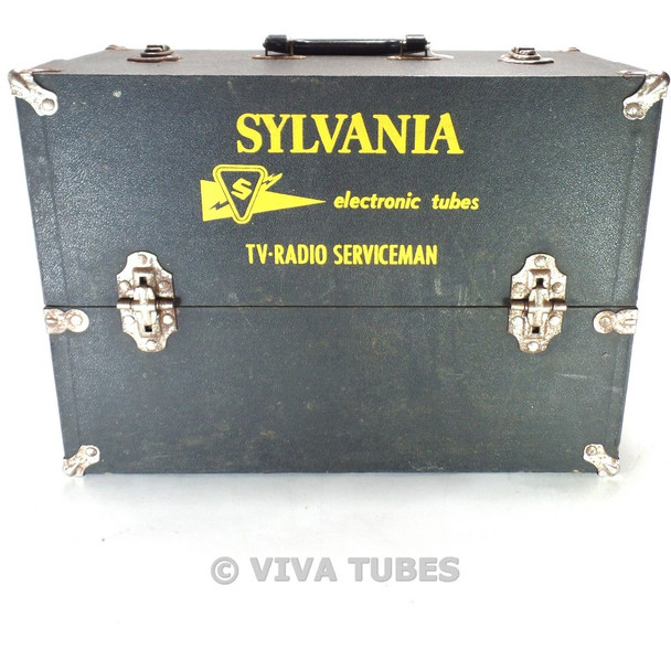 Small, Black, Sylvania, Vintage Radio TV Vacuum Tube  Caddy Carrying Case