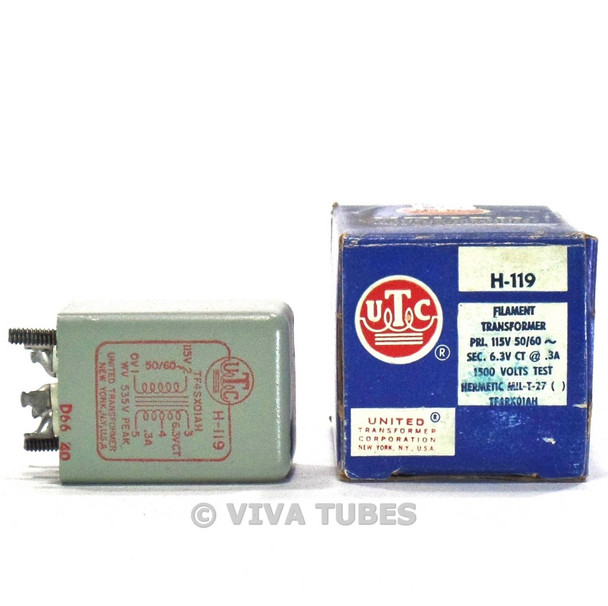 NOS NIB UTC H-119 Filament Transformer 6.3VCT 0.3A for tube amps