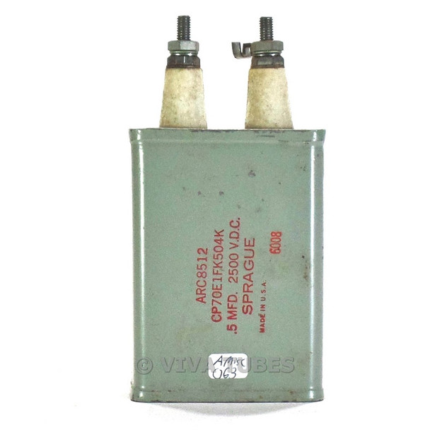 Vintage Sprague ARC8512 CP70E1FK504K 0.5MFD 2500 V.D.C. Paper in Oil Capacitor