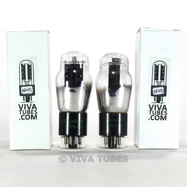 Tests NOS Date Matched Pair Sylvania USA 6F6G Black Plate Vacuum Tubes