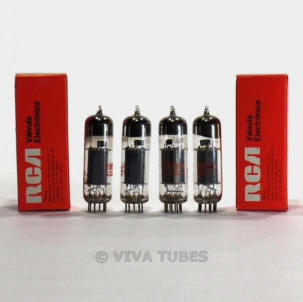 True NOS NIB Matched Quad (4) RCA Mexico 6BM8/ECL82 Gray Plate Get Vacuum Tubes