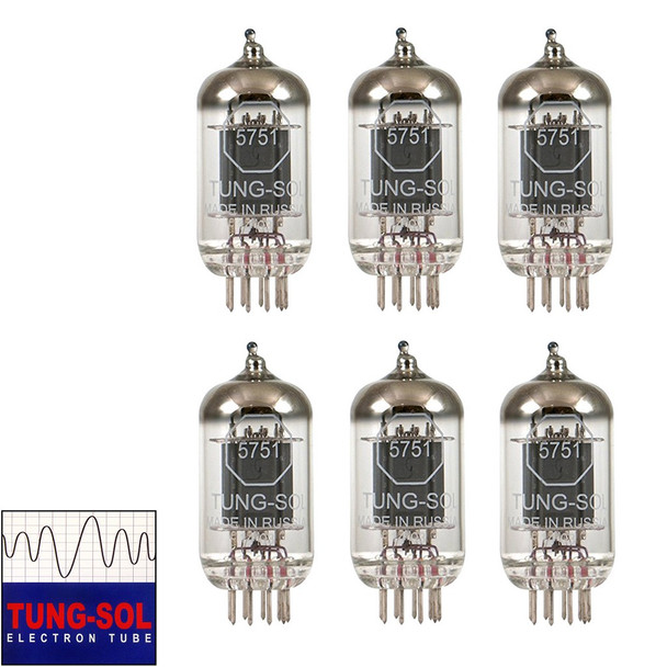 Brand New Gain Matched Sextet (6) Tung-Sol Reissue 5751 Vacuum Tubes