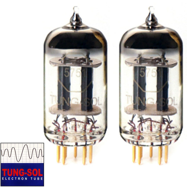 New Gain Matched Pair (2) Tung-Sol Reissue 5751 Gold Pin Vacuum Tubes
