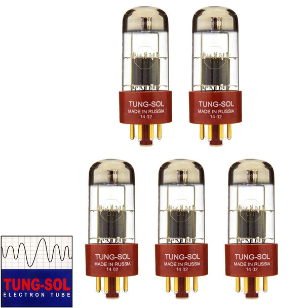 Brand New Gain Matched Quintet (5) Tung-Sol Reissue 6SL7 Gold Pin Vacuum Tubes