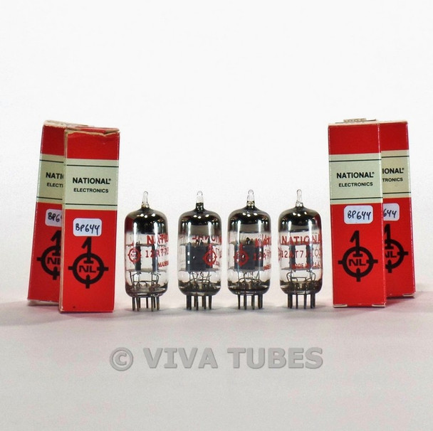 True NOS NIB Matched Quad (4) National USA 12AT7/ECC81 Grey Plate O Get Tubes