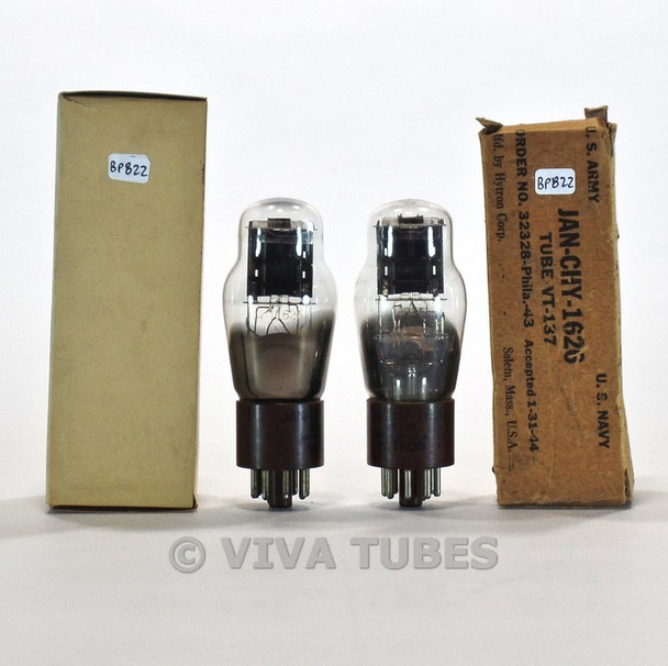 Tests NOS Date Matched Pair CBS Hytron USA JAN-CHY-1626/VT-137 Black Plate Tubes