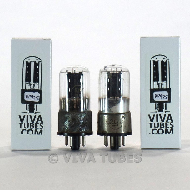 Matched Pair RCA USA 6J5GT Black Plate D Get Rust Vacuum Tubes 80%