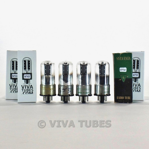 Tests NOS Matched Quad (4) Sylvania USA 6J5GT Black Plate D Get Vacuum Tubes