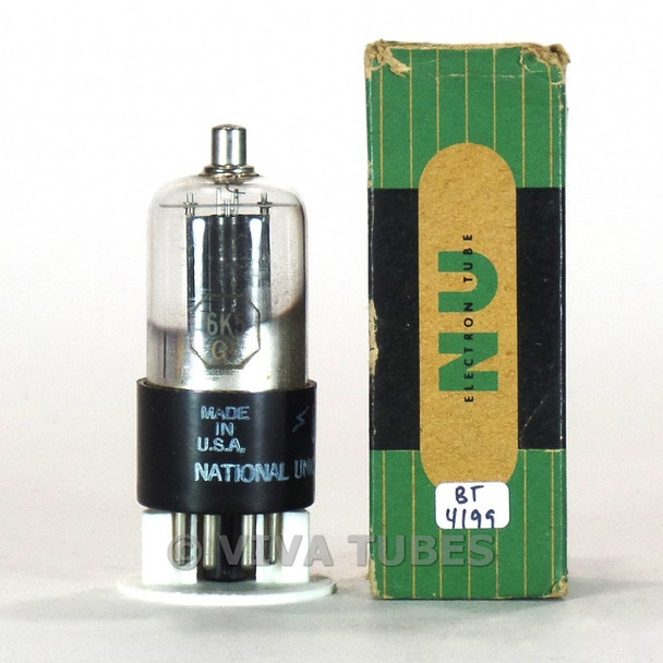 True NOS NIB National Union NU USA 6K5GT Black Plate Bottom D Get Vacuum Tube