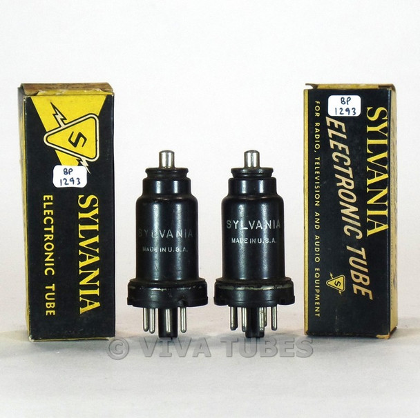 True NOS NIB Matched Pair Sylvania USA 6K7 Metal Red Top Vacuum Tubes 100+%