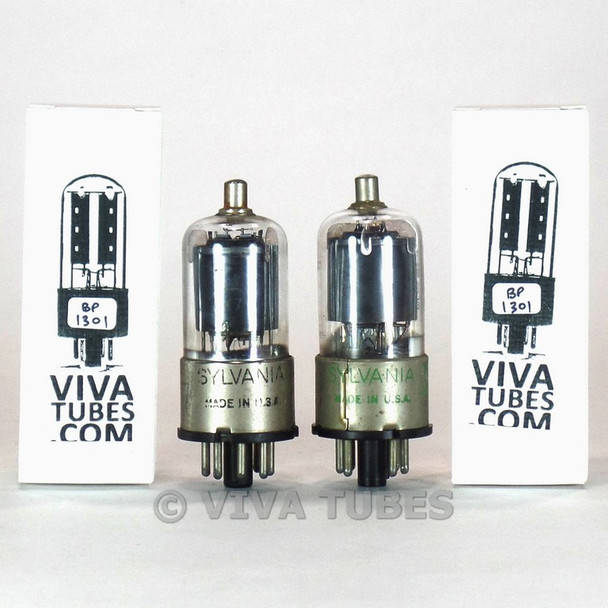 Tests NOS Matched Pair Sylvania USA 6K7GT Grey Plate Bottom D Get Vacuum Tubes