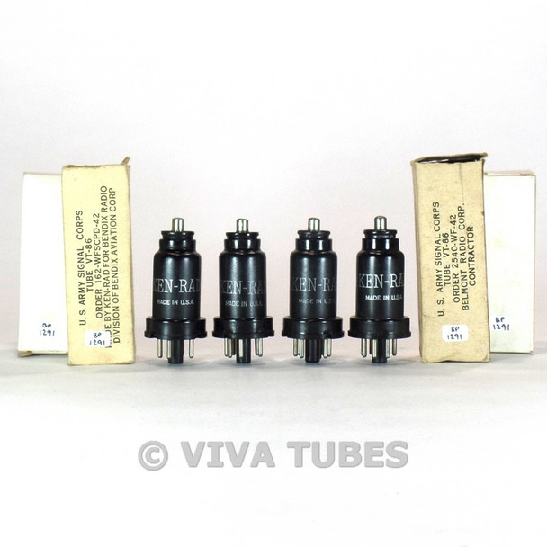 True NOS NIB Matched Quad (4) Ken-Rad USA VT-86/6K7 Metal Vacuum Tubes 100+%