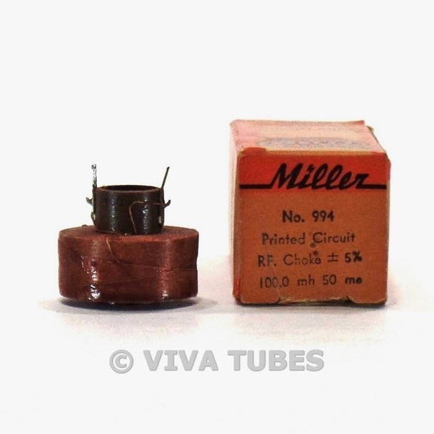 NOS NIB Vintage Miller 994 R.F. Choke Air Core Printed Circuit 100.0mH 50mA