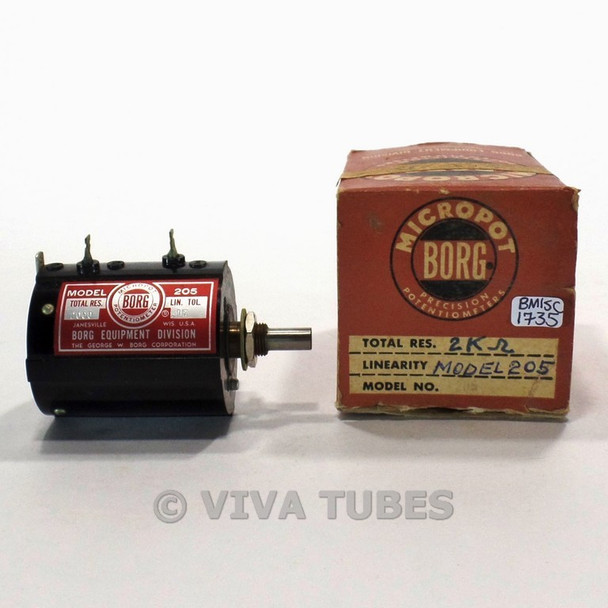 NOS NIB Vintage Borg Model 205 Micropot Potentiometer 2000 ohm Resistance