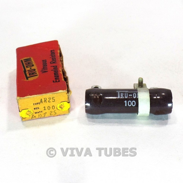 NOS NIB Vintage Tru-Ohm AR25 Wire Wound Ceramic Resistor 100 ohm 25 Watt