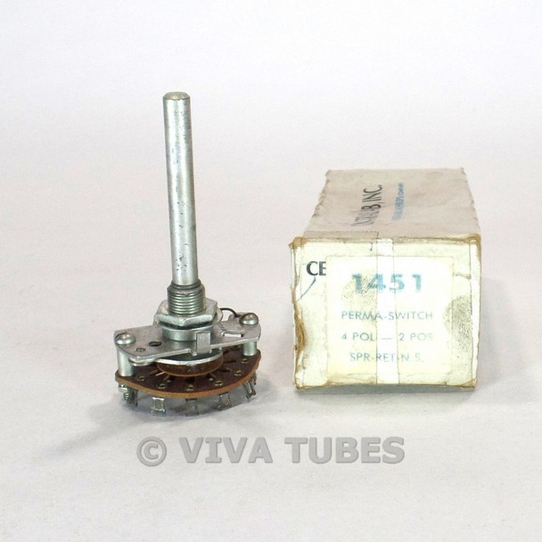 NOS NIB Vintage Centralab 1451 Perma-Switch 4 POL 2 POS, SPR RET