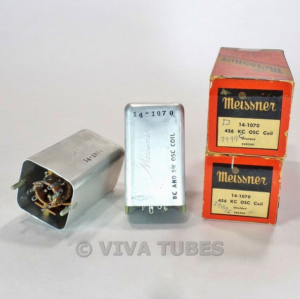 NOS NIB  Lot of 2 Meissner 14-1070 BC & SW Shielded Oscillator Coils 456 KC