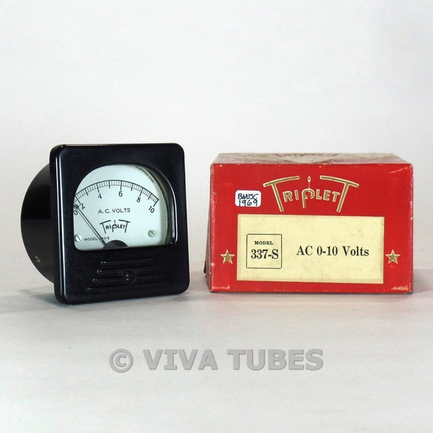 Vintage Triplett Square 337-S AC Volt Panel Meter, 0-10 VAC Range