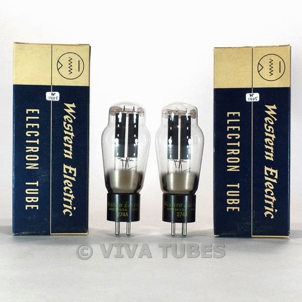 True NOS NIB Date Matched Pair Western Electric USA 274A Grey T Plate Tubes