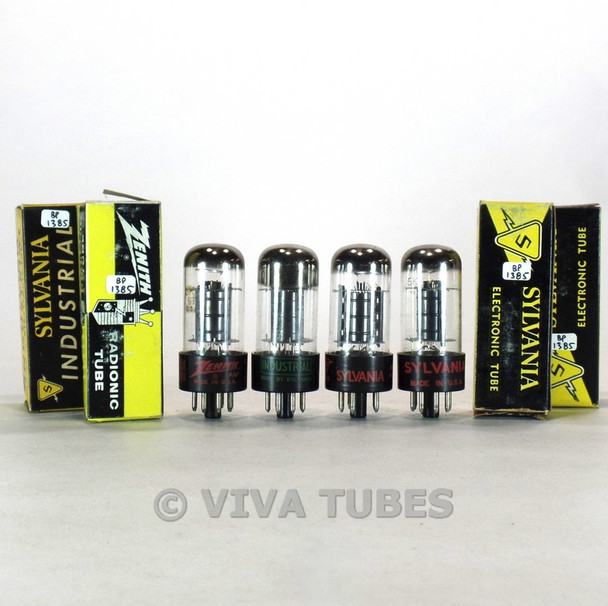 True NOS NIB Matched Quad (4) Sylvania USA 6K6GT Black Round Plate Tubes