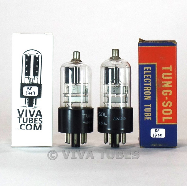 True NOS NIB Matched Pair Vintage Tung-Sol US 6S8GT Black Plate 3 Mica Tubes