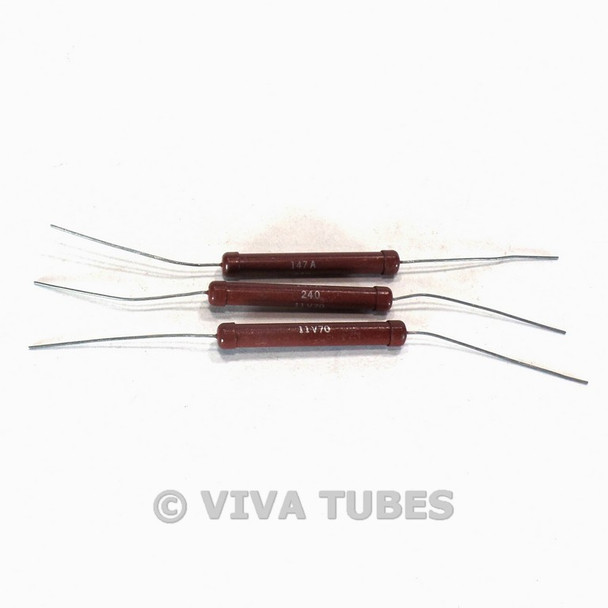 Vintage Lot of 3 Unknown 147A Wire Wound Resistors With Axial Leads 240 ohm