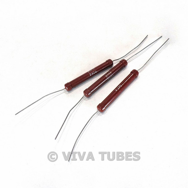 Vintage Lot of 3 Unknown 147A Wire Wound Resistors With Axial Leads 2000 2K ohm