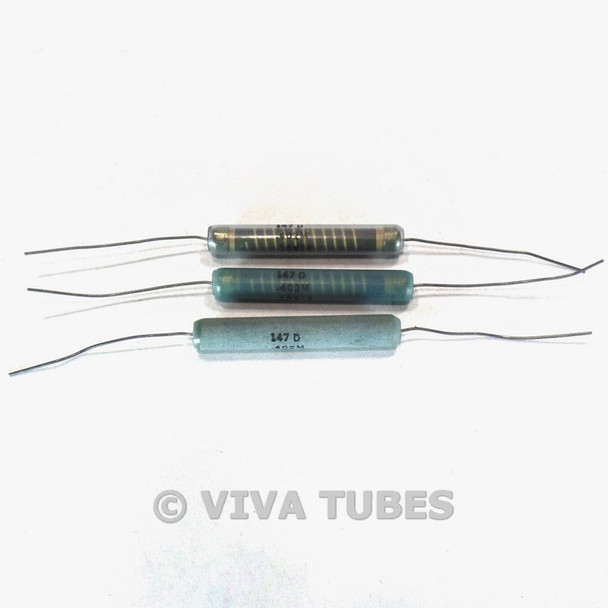 Vintage Lot of 3 147D Wire Wound Resistors With Axial Leads 0.402 Megohms