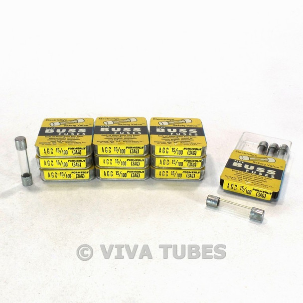 Lot of 28 NOS NIB Vintage Bussman Fuses Type ACG 15/100 Amp 15 Ma