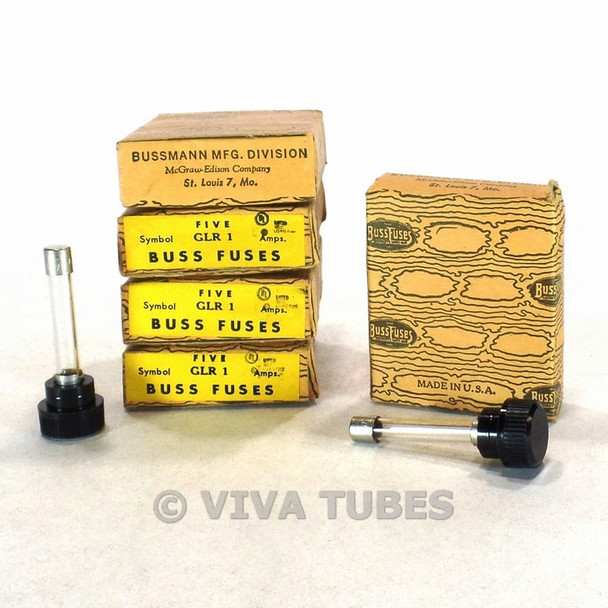 Set of 20 NOS NIB Vintage Bussman Fuses Type GLR 1 AAmp 300 V Panel Mount Fuses