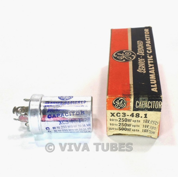 NOS NIB Vintage GE XC3-48.1 Can Capacitor 80-250 MFD Up To 16 VDC