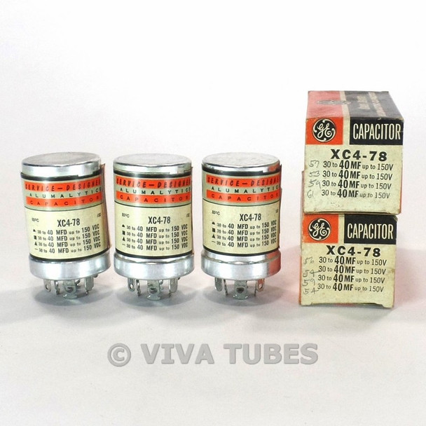 Vintage Lot of 3 GE XC4-78 Can Capacitors 30-40 MFD Up To 150 VDC