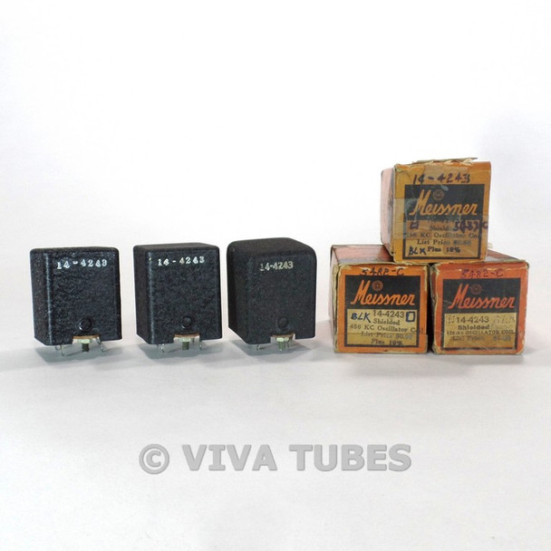 NOS NIB Vintage Lot of 3 Meissner 14-4243 Oscillator Coils Shielded 456kc