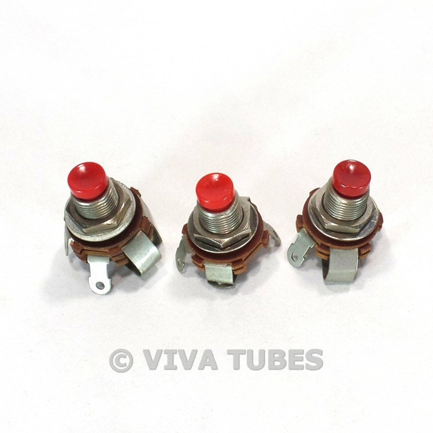 Vintage Lot of 3 Switchcraft Tiny Red Pushbutton Switches
