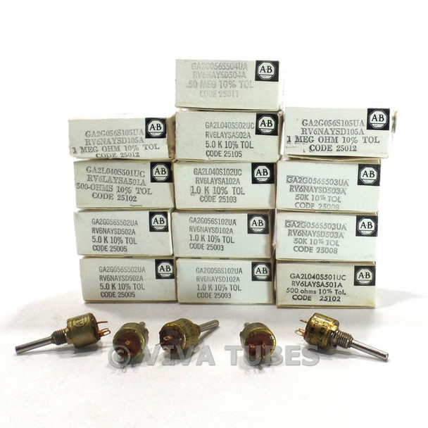 Vintage Lot of 18 Allen-Bradley Type G Mini Potentiometers Various Ohms