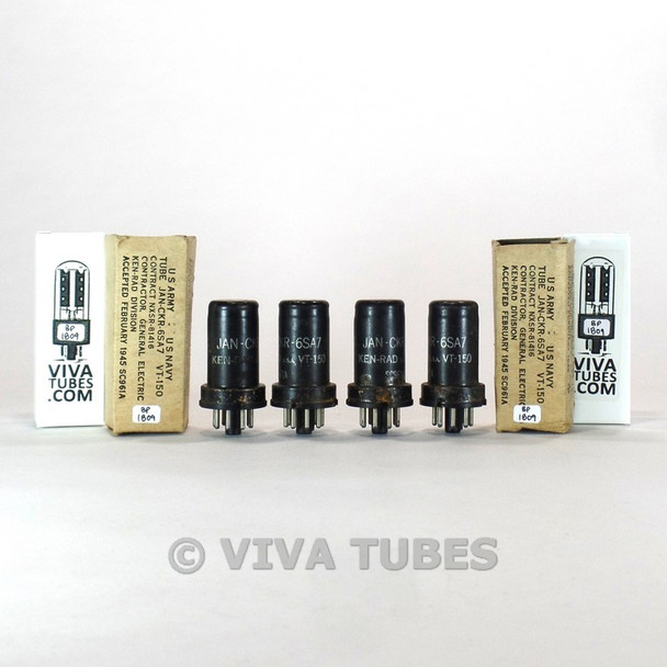 Tests NOS Date Matched Quad (4) Ken-Rad USA JAN-CKR-6SA7/VT-150 Metal Rust Tubes