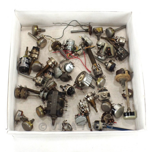 Vintage Lot of 47 Miscellaneous Potentiometers Pots for Audio Guitar Tube Amps