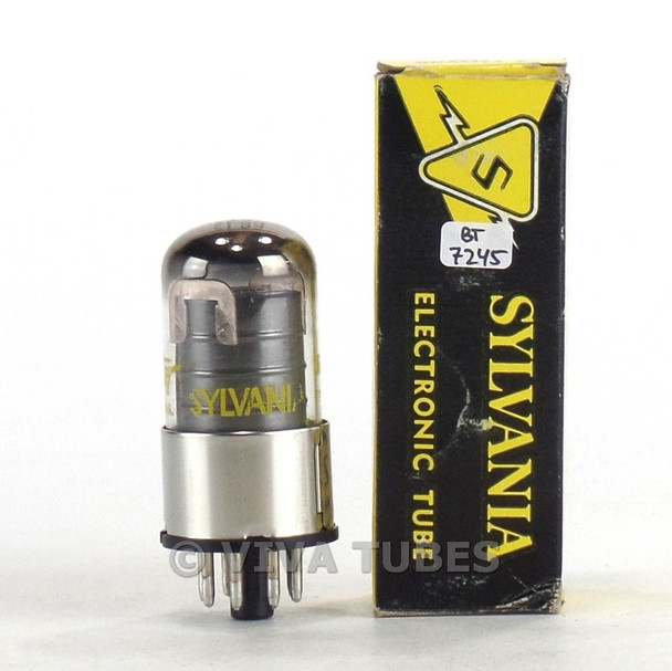 True NOS NIB Sylvania USA 6SJ7GT Black Ribbed Plate Top O Get Vacuum Tube 100+%