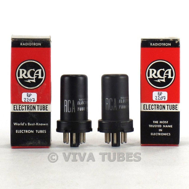 True NOS NIB Matched Pair RCA USA 6SK7 Metal Rattle Vacuum Tubes