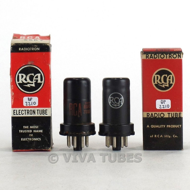 True NOS NIB Matched Pair RCA USA 6SK7 Metal Rust Vacuum Tubes 100+%