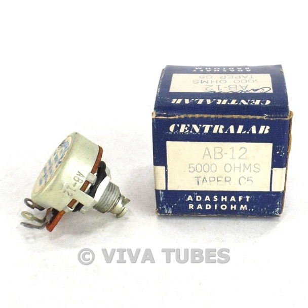 NOS NIB Vintage Centralab Model AB-12 Adashaft Radiohm Potentiometer 5K ohm