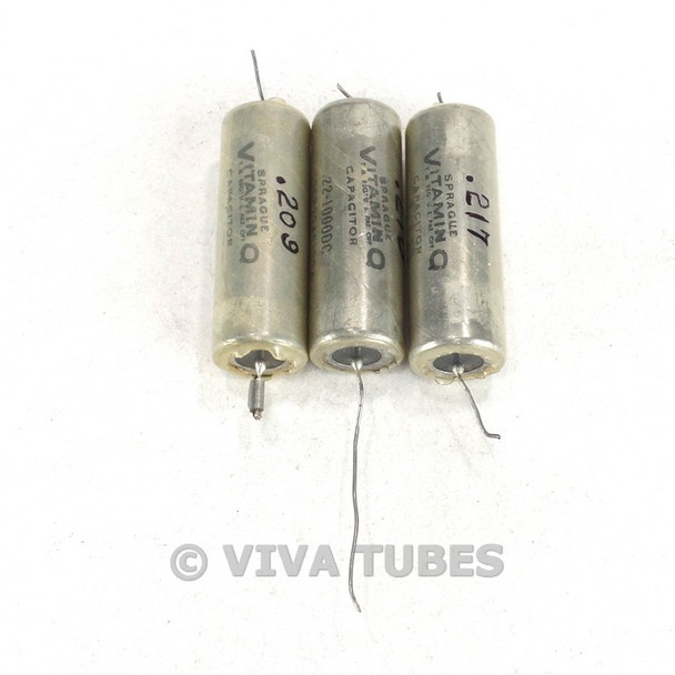 Vintage 3x Sprague Vitamin Q Paper in Oil Capacitors 0.22 uf 1KV 1000 VDC