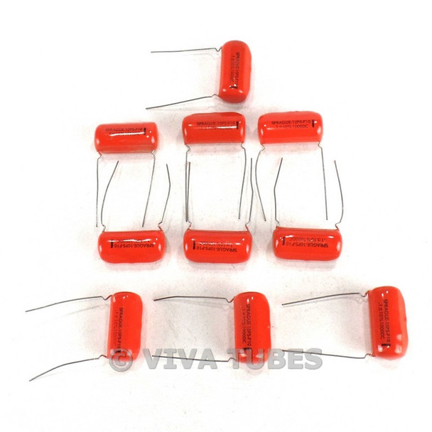 Vintage Lot of 10 Sprague 10PS-P10 Orange Drop Capacitors 0.1 mf 1K 1000 VDC