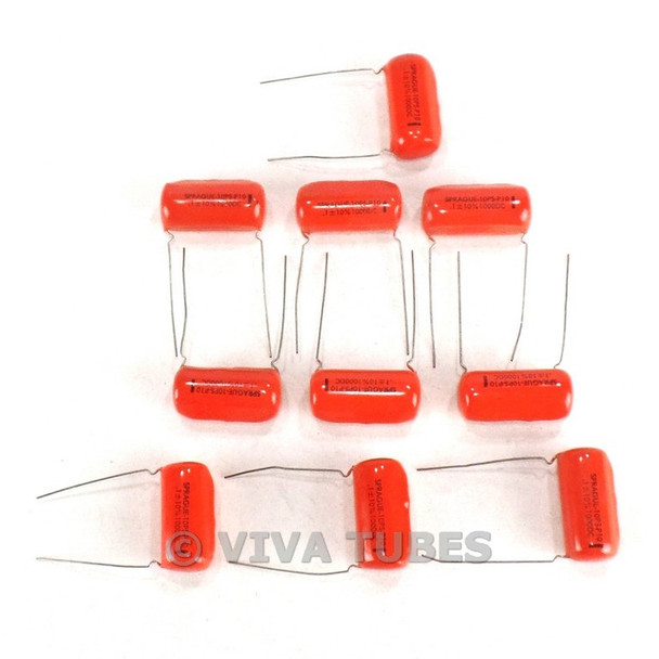 Vintage Lot of 10 Sprague 10PS P10 Orange Drop Capacitors 0.1 mf 1 1000 KVDC